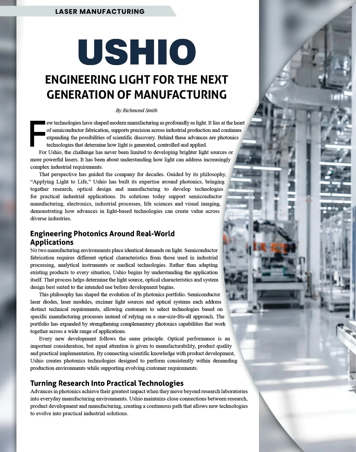 Ushio Engineering Light for the Next Generation of Manufacturing | Semiconductor Review